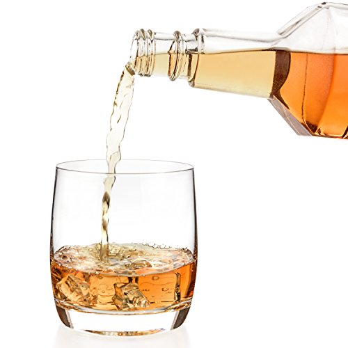 Luxbe - Scotch & Whiskey 10.1-ounce Glasses, Set of 4-100% Hand Blown Lead-free Crystal - Barware Old Fashioned Cocktail Glass Cups -Elegant, Liquor or Bourbon Tumblers