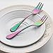 Oyster Cocktail Forks Set 6 Piece Stainless Steel Rainbow Multicolor Cake Appetizer Dessert Salad Fork Tasting Silverware Mirror Finish Dishwasher Safe Perfect for Wedding Party Event 5.5 Inch