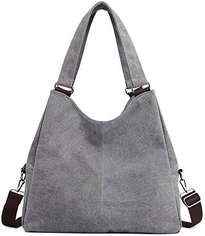 Canvas Hobo Shoulder Tote Bag for Women Multi-function Roomy Handbag Crossbody Bag with Zipper