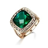 Yoursfs Green Crystal Rings for Women 18K Rose Gold Plated Cocktail Jewelry Sparkle CZ Rings for Wedding