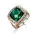 Yoursfs Green Crystal Rings for Women 18K Rose Gold Plated Cocktail Jewelry Sparkle CZ Rings for Wedding