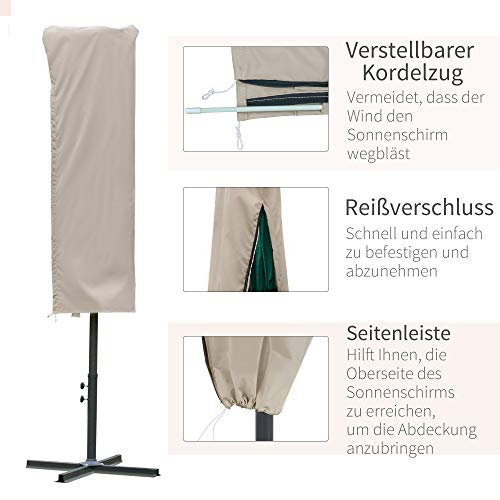 Outsunny Sonnenschirm Schutzhülle Wetterfeste Winddicht Seilverschluss leichte Reinigen Outdoor für Ampelschirm Ø63 x… – Bild 5