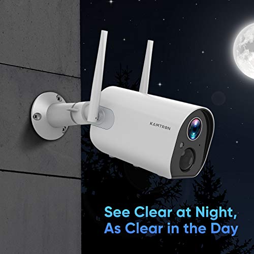 Wireless Outdoor Security Camera, KAMTRON Rechargeable Battery