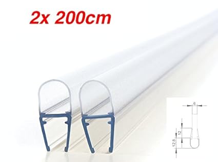 2x200cm Premium- Ersatzdichtung/Dichtung für Duschtür/für Dusche 6mm / 7mm / 8mm Glasdicke/Duschkabinen Duschdichtung mit Sch