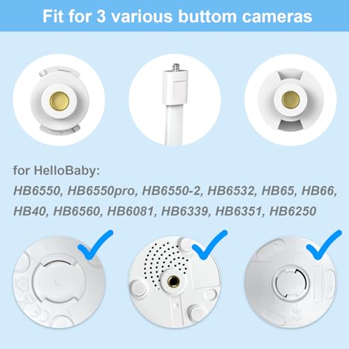 HelloBaby Baby Monitor Mount for HB6550/ Pro/ HB6560/ HB65/ HB6339/ HB40/ HB6081/ HB66/ HB6351, 20 Inch Flexible Arm Bracket, Sturdy Camera Holder Attaches to Crib Cot Shelves, No Tools or Wall Damage