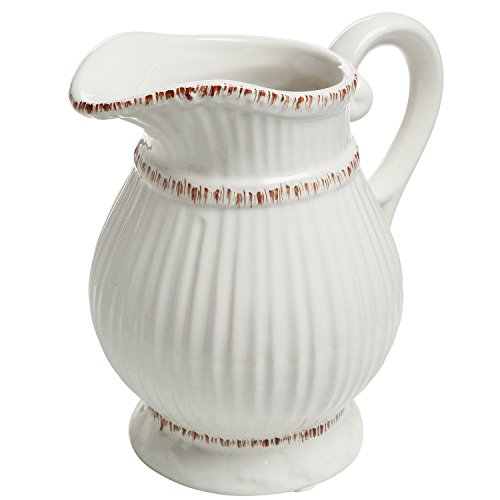 MyGift Decorative Vintage Pitcher Vase White Ceramic Antique Style
