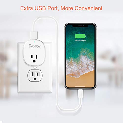 Smart Plug with USB Port 2.4 GHz WiFi Wall Outlet, Smart Plugs 4 Pack