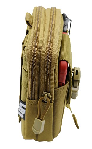 LefRight Tactical Molle Pouch EDC Utility Gadget Belt Waist Bag with Smart Phone Holster Holder for iPhone 6s Plus (Khaki) - Thumbnail 3