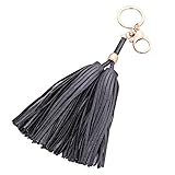 S&E Women's Elegant Tassels Leather Pendant Key Chain Metal Keyrings Car Key Keyring Holders