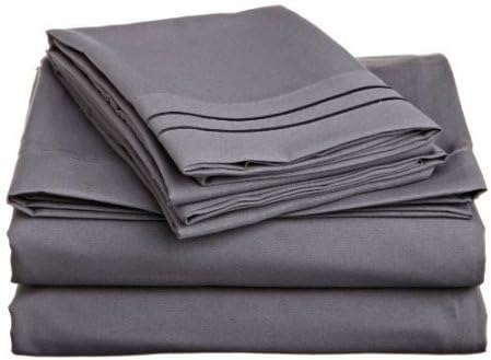 NJSR Textiles 100% Cotton 600-Thread-Count Sateen 3 PCs Duvet Cover Set Cot Bed, Dark Grey Solid