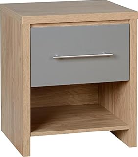 Seville 1 Drawer Bedside Cabinet In Light Oak Veneer White High