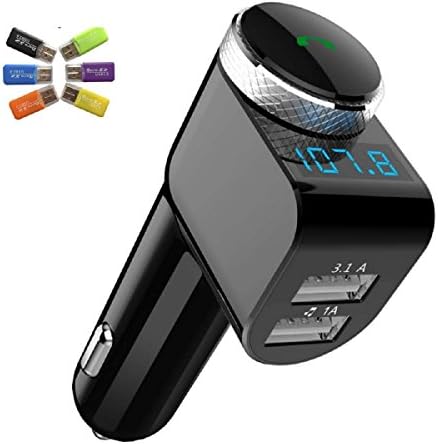 Wireless Car Kit, Bluetooth Receiver MP3 Player, FM Transmitter Radio Adapter, Hands-Free Calling, Dual USB Ports Car Quick Charger, Smart Charge Car Locator