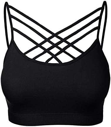 Meilleur Mode Women's Criss-Cross Front Seamless Triple Bralette Sports Bra