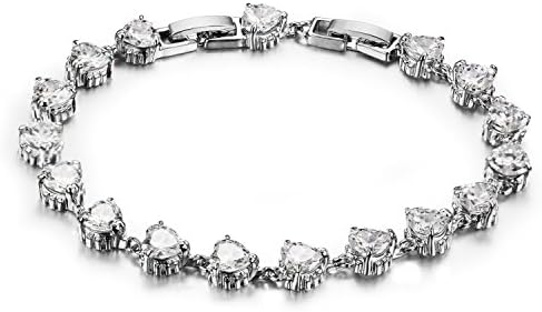 ASTERIA Jewelry Fashion Titanium Platinum Plated Swarovski Elements Cubic Zirconia Stone Bracelet Simple Korean Style in a Gift Box