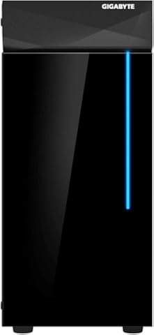 GIGABYTE C200 Caja de Vidrio ATX para Juegos, Vidrio Templado Tintado, RGB Integrado, diseño de Cubierta de PSU, Filtro de Polvo Desmontable, Listo para Enfriar, Flujo de Aire Mejorado, Color Negro