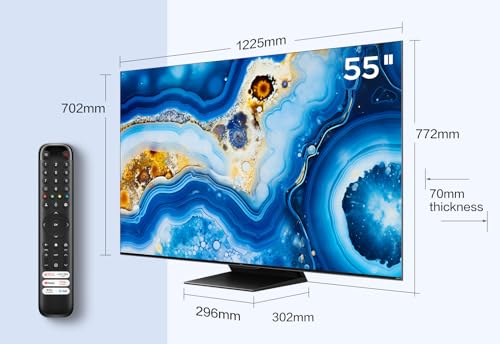 TCL 55QM8B 55-inch QLED Mini LED Smart TV, 4K HDR Premium 1300nits, Powered by Google TV (Dolby Vision & Atmos, Onkyo 2.0 sound system​, 144Hz Motion Clarity Pro, Hands-Free Voice Control)