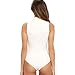 May&Maya Women's Mock Neck Plunging V-neckline Bodysuit (S, White3)