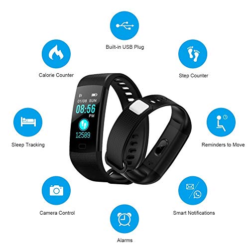 Fitness Tracker with Blood Pressure Monitor, Colorful Screen Activity Tracker Watch IP67 Waterproof Smart Fitness Band with Step Counter, Calorie Counter, Pedometer Watch for Kids Women Men (Black) - Thumbnail 3