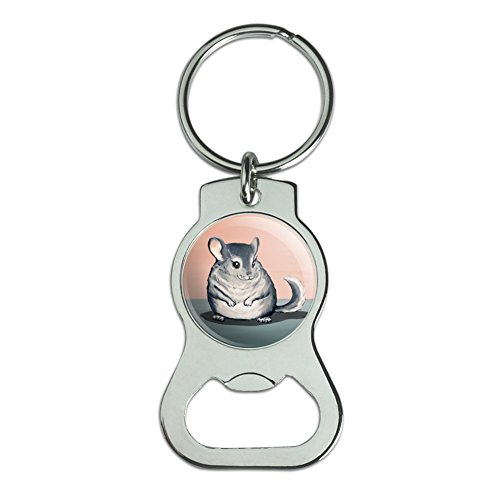 Cute Chinchilla Bottle Cap Opener Keychain Key Ring