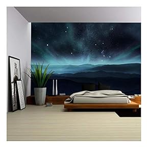 BRAND_NAMEStarry Night Sky with Aurora Over The Hills