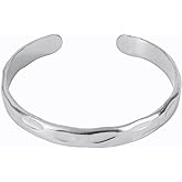 Jude Jewelers 9mm Width Stainless Steel Hammered Finish Open Cuff Bangle Bracelet