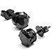 FIBO STEEL Stainless Steel Mens Womens Stud Earrings Black Round Cubic Zirconia Inlaid, 8mm