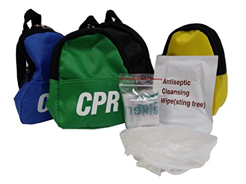 First Aid Backpack Key Chain - (Face Shield, Gloves, Wipes) (Red)