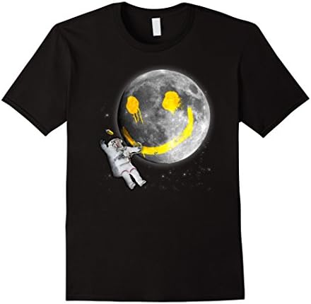 Men's Premium "FULL MOON GRAFFITI TAG SMILEY" Novelty T-shirt XL Black