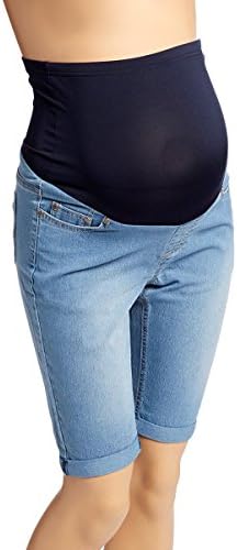 Rumor Has It Maternity Over The Belly Cuffed Bermuda Cropped Jeans Shorts