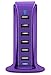 Aduro 40W 6-Port USB Desktop Charging Station Hub Wall Charger for iPhone iPad Tablets Smartphones with Smart Flow (Purple)