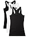 Caramel Cantina 3 Pack Cotton Racerback Tanktop (Large, Black/White/Charcoal)