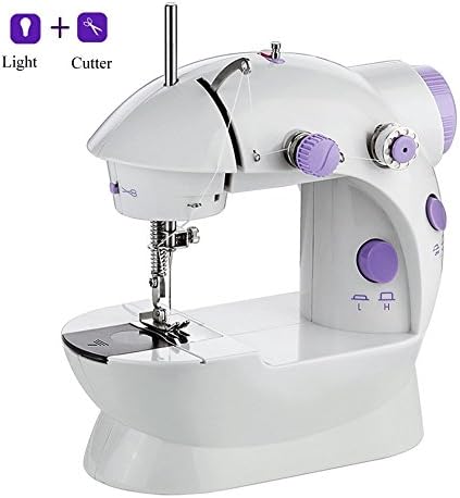 Alisaouse Mini Electric Sewing Machine with Light,Cutter & Foot Pedal Double Thread 2 Speed Adjustment for Household