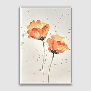 Framed Canvas Home Artwork Decoration Watercolor Painting Canvas Wall Art for Living Room, Bedroom - 16x24 inches