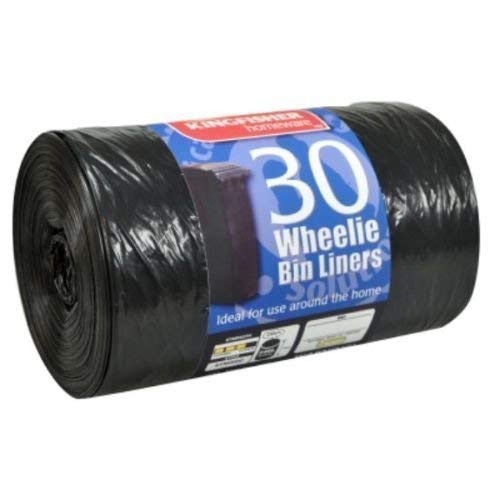 Garden Mile® Heavy Duty 30x 220L Wheelie Black Bin Bags - Durable Refuse Bin Sacks for Recycling - Strong Dustbin Liners Polythene Bags Versatile Use for Home, Business Bin Sacks 19 Microns BB3
