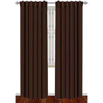 Utopia Bedding 2 Panels Blackout Curtains, W52 x L84 Inches, Chocolate, Thermal Insulated Window Draperies - 7 Back Loops per Panel - 2 Tie Backs Included