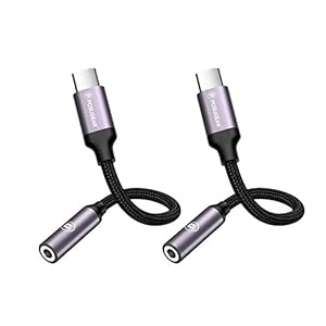 Posugear Hoofdtelefoonadapter, USB C hoofdtelefoonadapter, USB C naar 3,5 mm jack-adapter, microfoon voor Samsung S20…