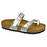 Birkenstock Women's Mayari Adjustable Toe Loop Cork Footbed Sandal Silver 37 M EU