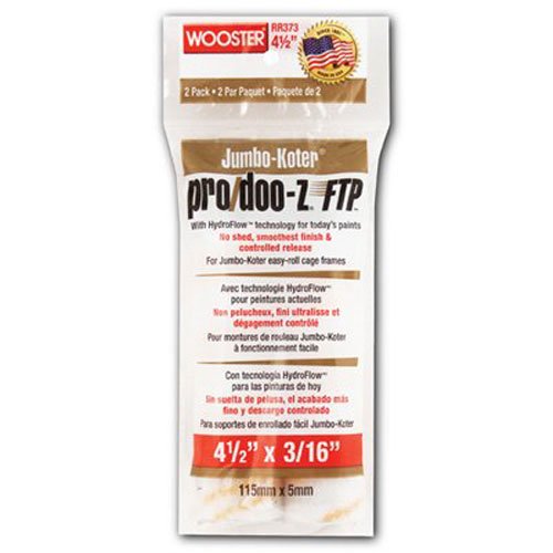 Wooster Brush RR373-4 1/2 Inch Pro Doo Z FTP Jumbo Koter Miniroller 2-Pack Cover 3/16