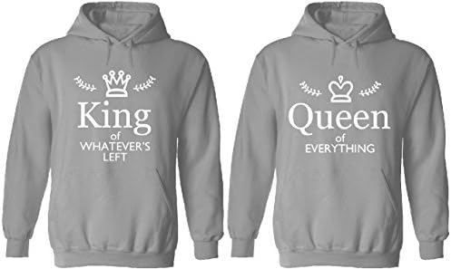 DA LEOS Queen of Everything - King of Whatever Left Couple Matching Hoodies