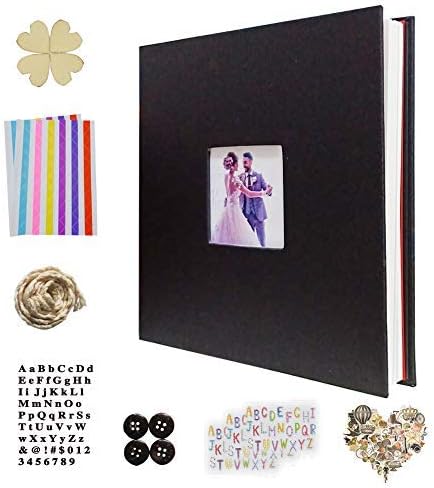 IDULL Self Adhesive Photo Album Kit 8.5"x11" Linen Cover with Window (Black)