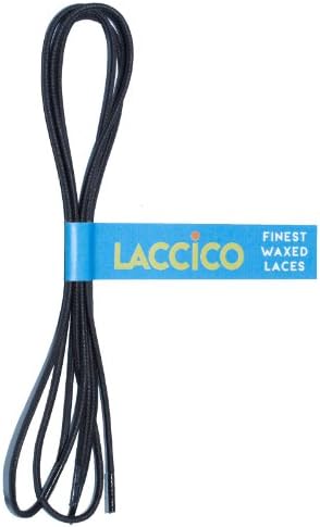 LACCICO - Men's Round Waxed Shoelaces Diameter Ø 1/10' (2.5mm) - BLACK BROWN, Length 483:29.5'' (75cm);Colour:Black Brown