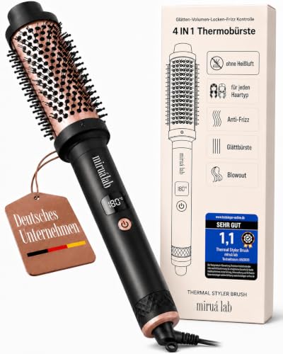 Thermal Brush [Test Winner 1.1] Anti-Frizz Straightening Brush Blowout without Hot Air for All Hair Types - Round Brush Styling Brush Short Hair Curling Brush Heat Brush Thermal Brush Hot Brush 120