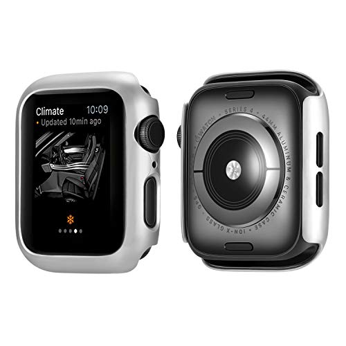 Leotop Compatible with Apple Watch Series 4 Case 44mm 40mm, Super Thin Bumper Protector PC Hard Cover Lightweight Slim Shockproof Accessories Matte Frame Compatible iWatch (Silver, 40mm)