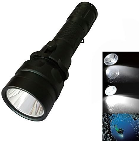 Diving Flashlight, 2000 Lumen Waterproof Diving Torch Rechargeable Scuba Dive Lights 150M Underwater LED Flashlight White Submersible Lights