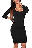 LaSuiveur Womens Long Sleeves Crewneck Bodycon Bandage Midi Evening Dresses