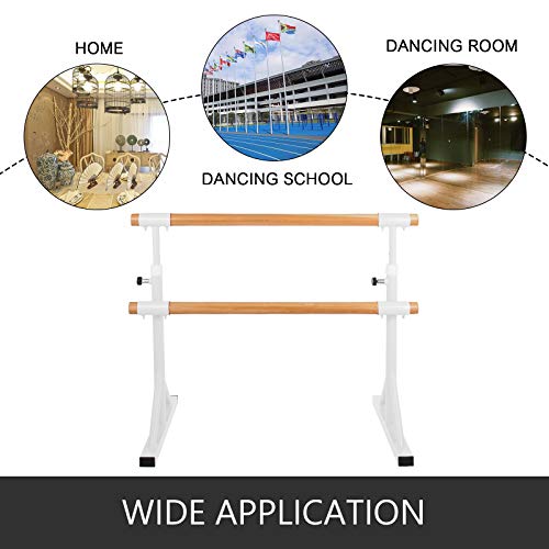 Popsport Ballet Barre 4/5FT Double Portable Freestanding Ballet Bar Heavy Duty Dancing Stretching Barre Portable for Home Dance Barre Fitness Ballet Bar (White, 5FT)