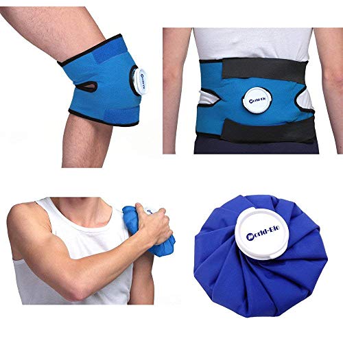 2 Reusable Hot Cold Therapy Ice Bag Pack (9") & Breathable Wrap with Elastic Strap, Soothing Relief for Head Tension, Migraine, Shoulder Surgery, Back Joint Pain, Hip Replacement, Knee Injuries - Thumbnail 5