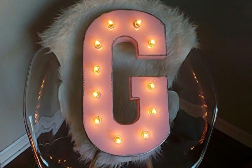 Metal Light Up Letters  Marquee  Distressed Light Pink 21" Sign