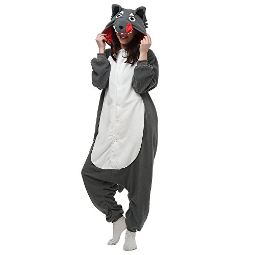 Adult Unisex Onesie Gray Wolf Cosplay Pajamas