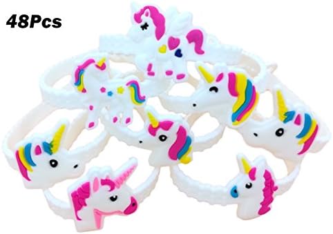 Monqiqi 48 Pack Unicorn Bracelets Party Wristbands for Children Birthday Party Favor Supplies
